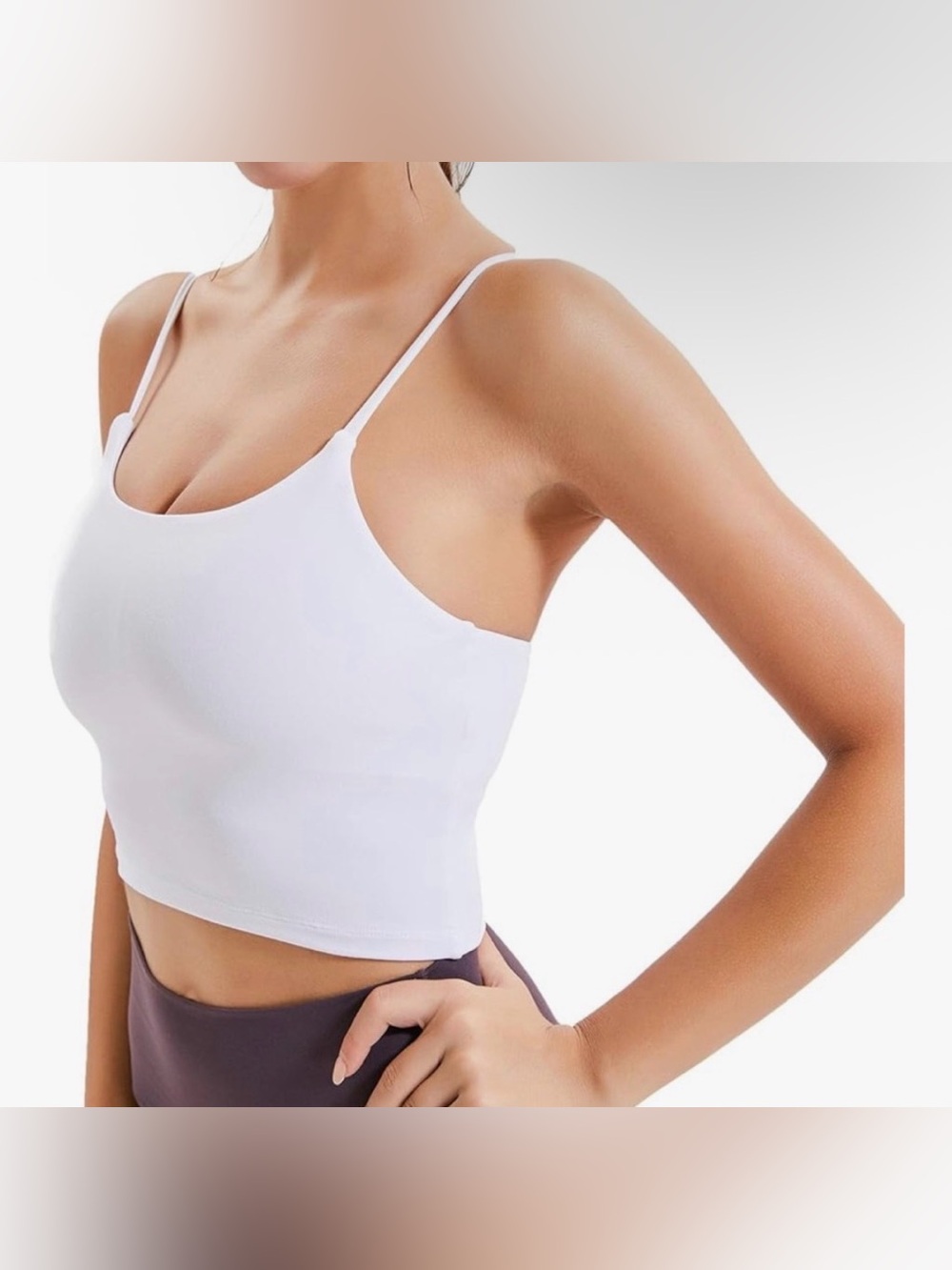 Alo White Spaghetti Strap Crop Camisole — Size M